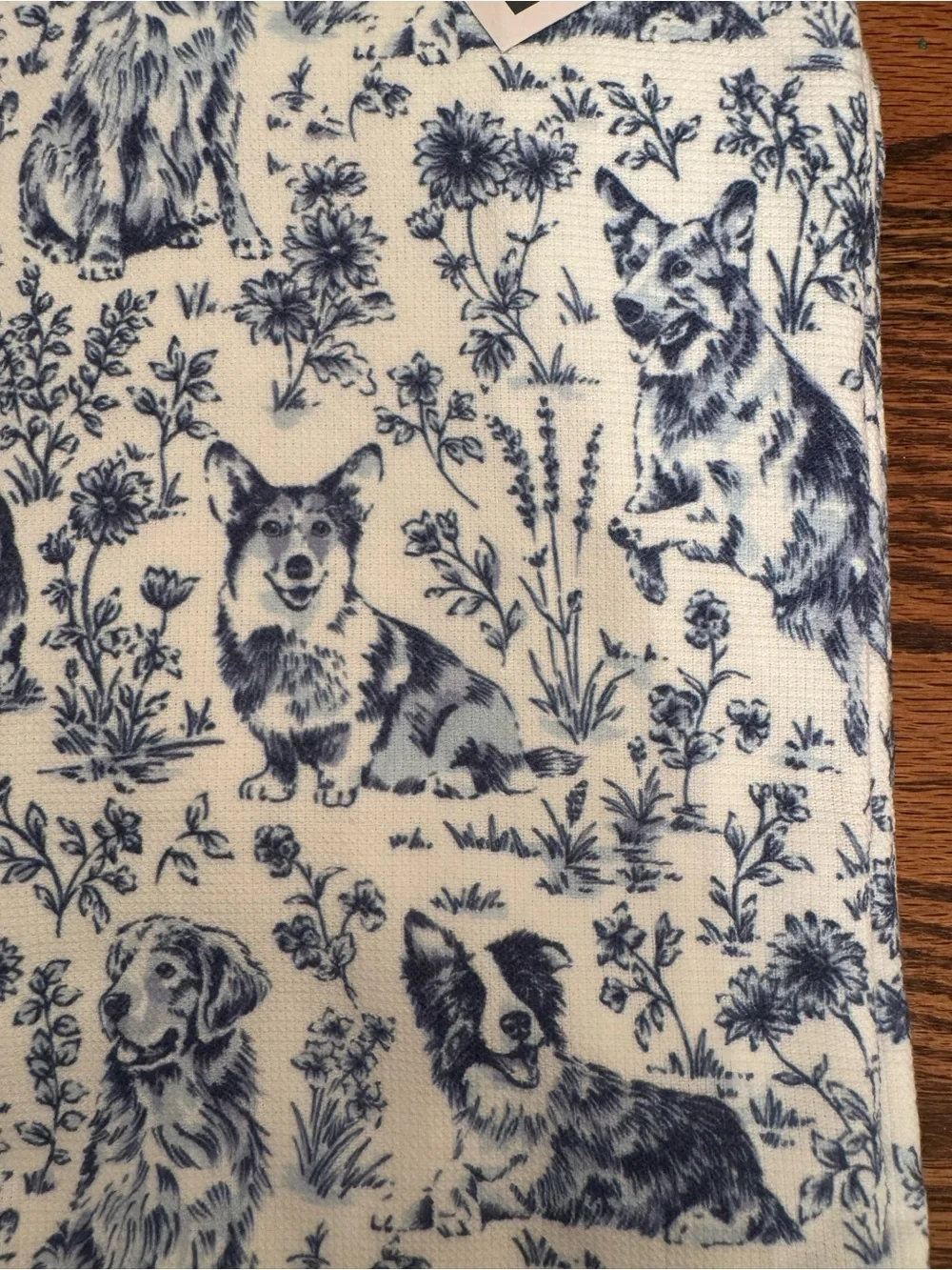The Farmhouse by Rachel Ashwell Dog Toile Kitchen Towels Set/2 Bamboo Cotton NWT